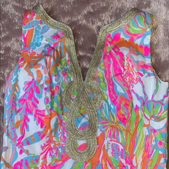 Lily Pulitzer Shift Dress with Gold Detail - Picture 3 of 4